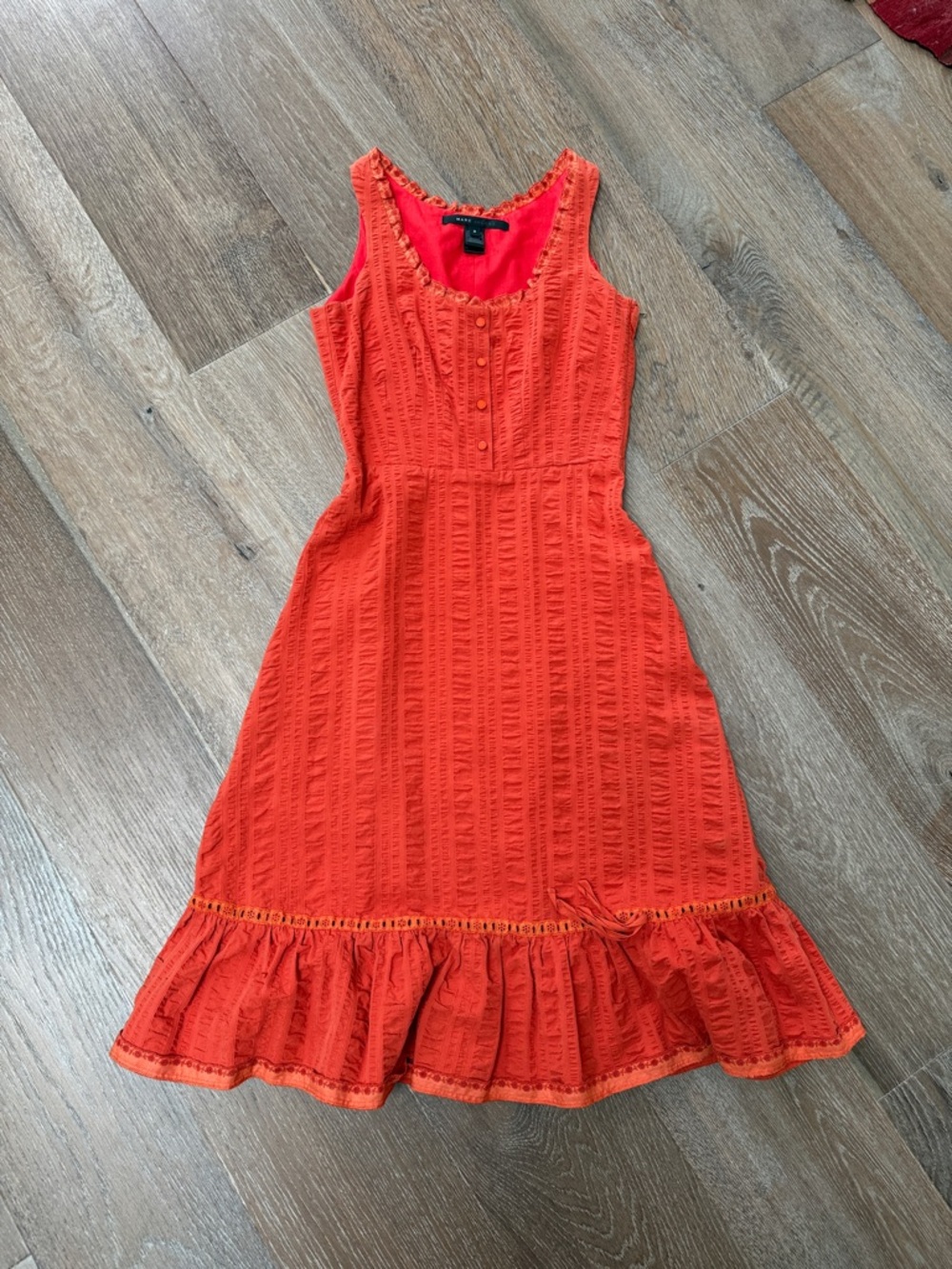 Y2K vintage Marc Jacobs Orange Lace-Trim Sleeveless sundress